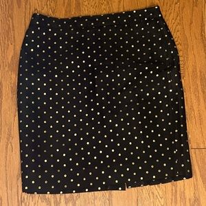 J.Crew Black and Gold Polkadot Pencil Skirt
